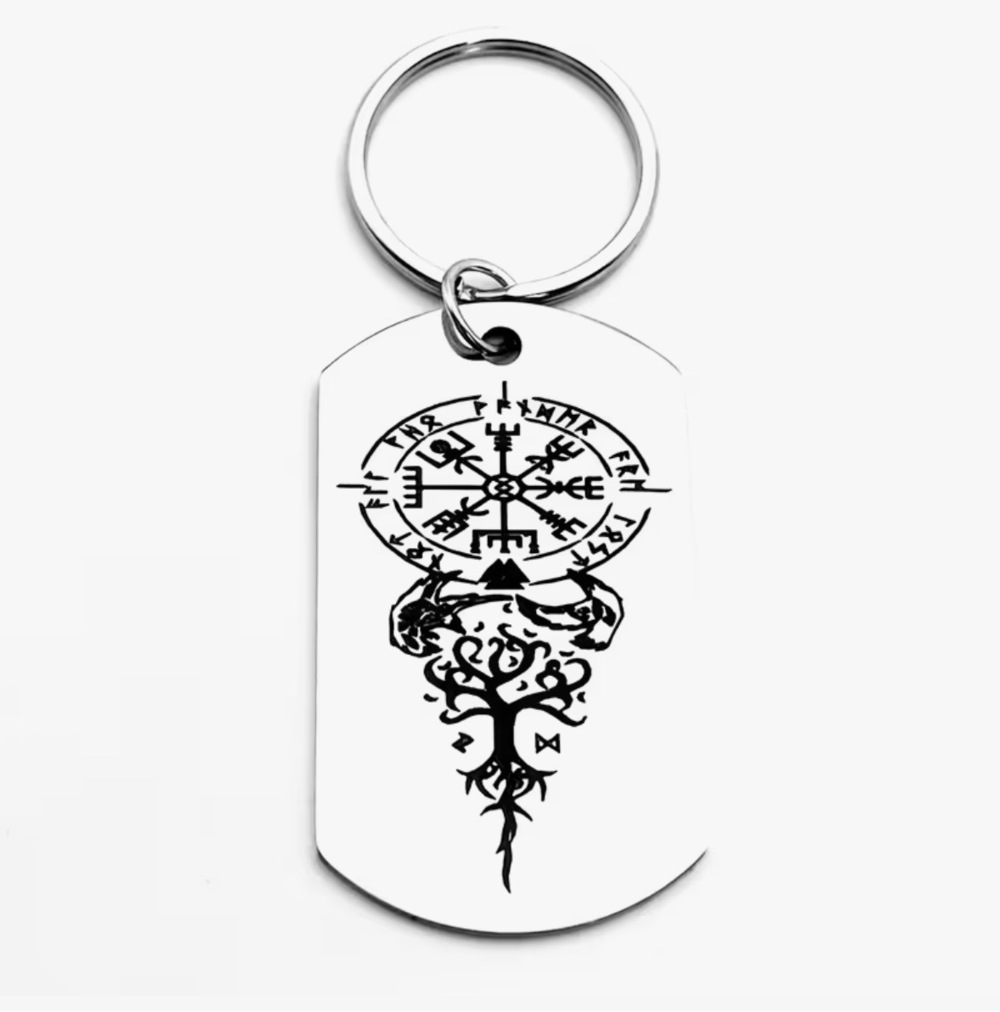 3/$25 Viking Compass & Tree of Life Norse Symbolism Stainless Steel Keychain NEW